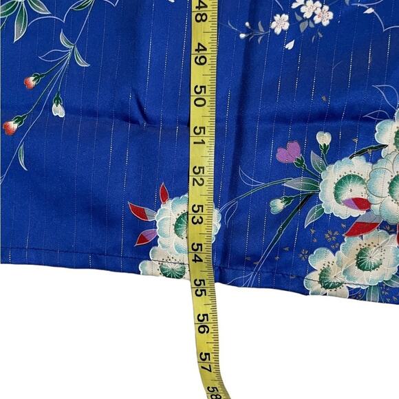 Traditional lightweight long blue shimmer Japanese Kimono Robe OS - Picture 7 of 11